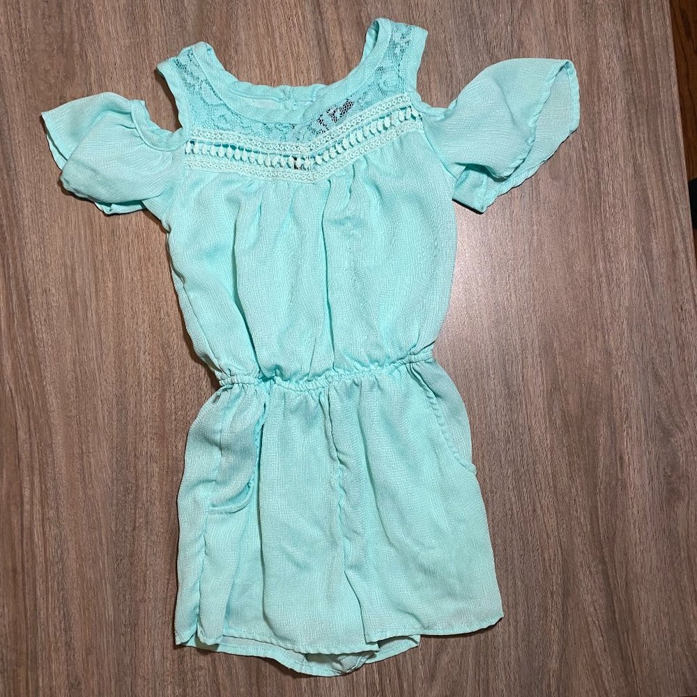 Paper Doll Girls Turquoise Romper Size 8